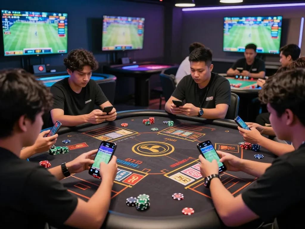 Pemain terlibat menikmati agen judi bola dalam suasana perjudian online yang dinamis.