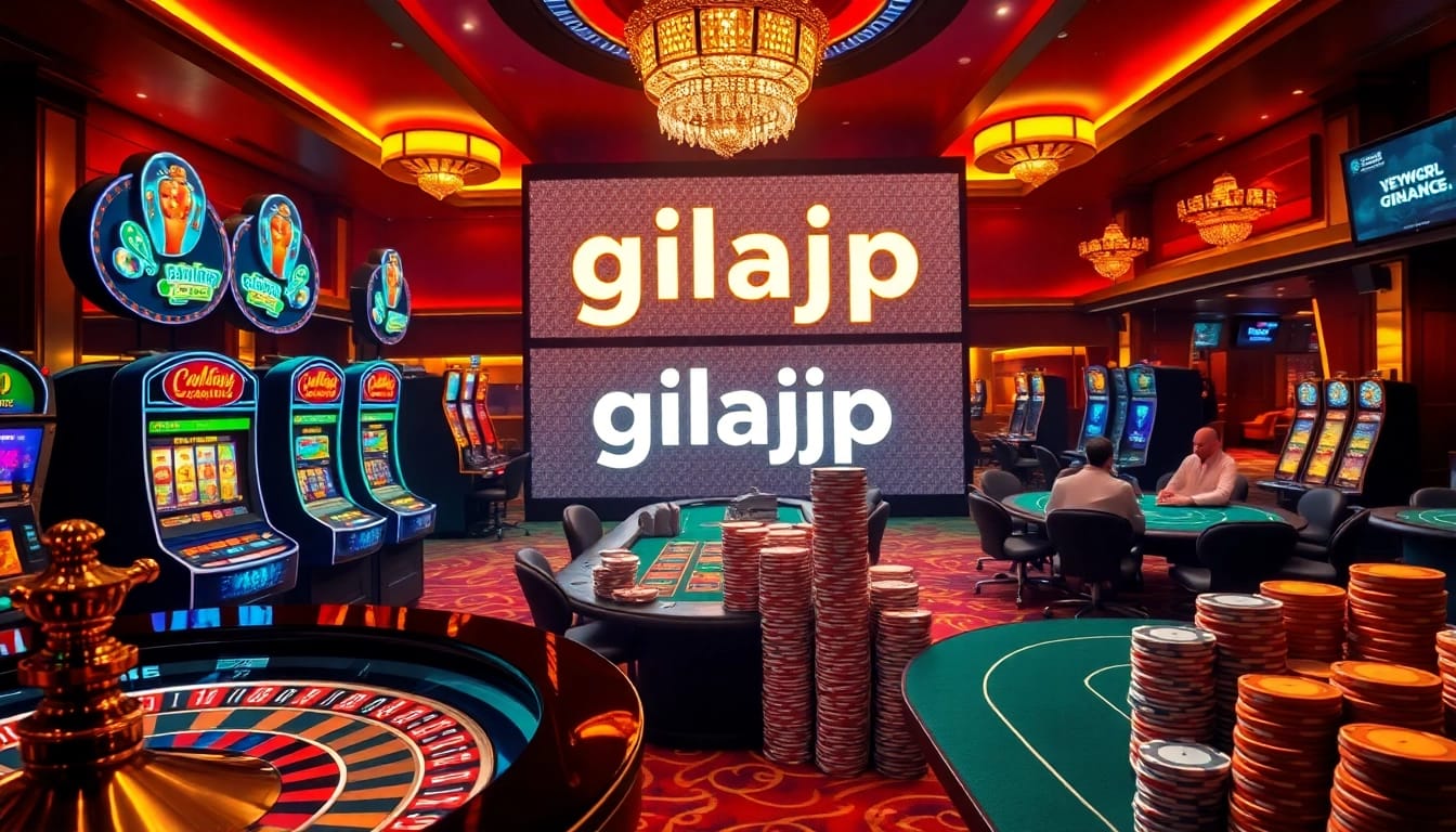 Engage in thrilling casino games at gilajp with vibrant slot machines and roulette tables.