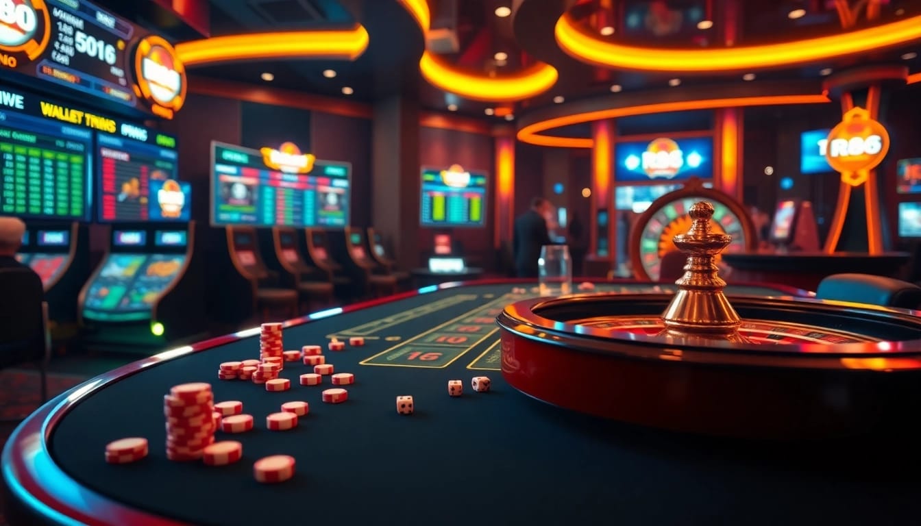 Engage in thrilling betting experiences at RR88 Auction with sleek casino graphics and vivid gambling elements.