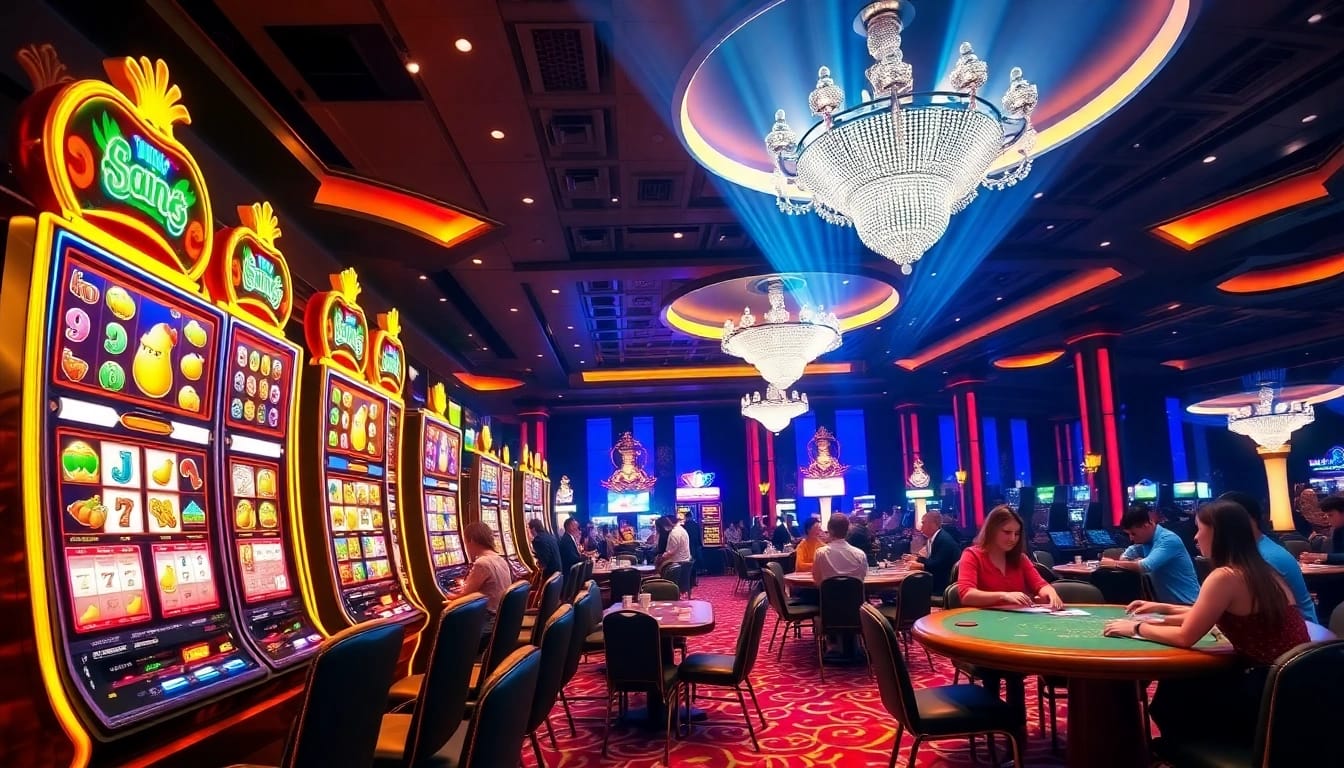 Players enjoying the vibrant atmosphere at bro138's luxurious casino slot area.