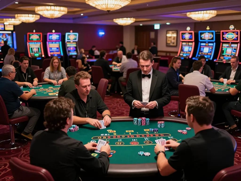 The g28 game showcases thrilling blackjack gameplay with players engaged at vibrant casino tables, capturing the excitement of the casino experience.