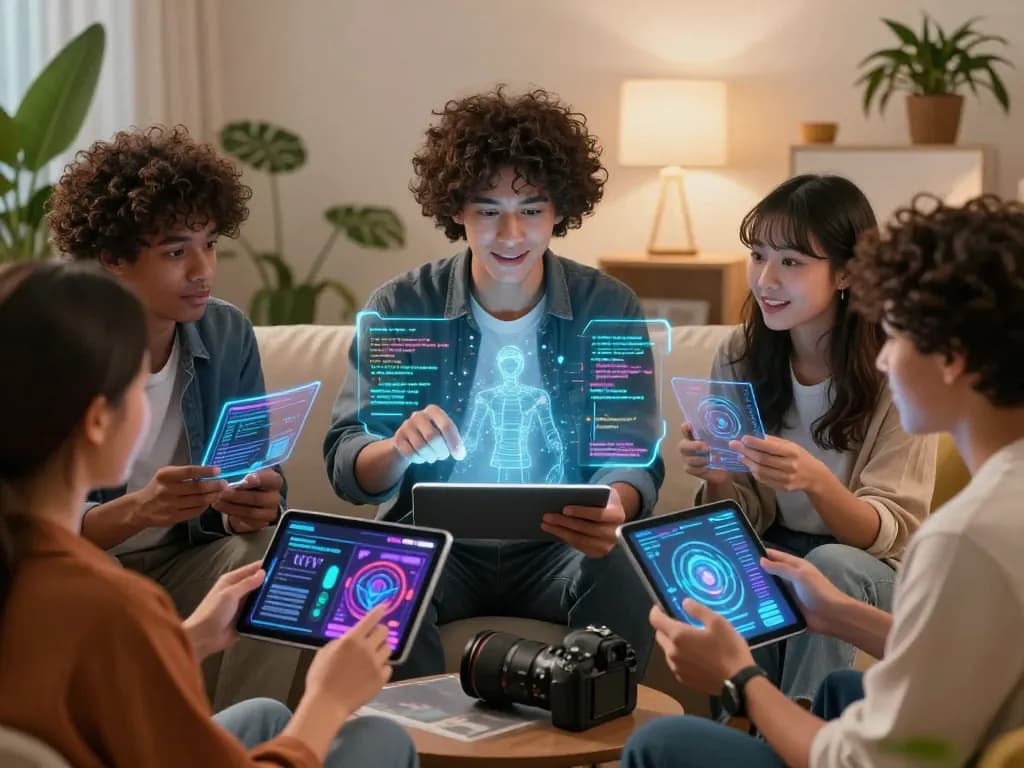 Engaging interaction with NSFW AI in dynamic digital setting, showcasing diverse characters and advanced technology.