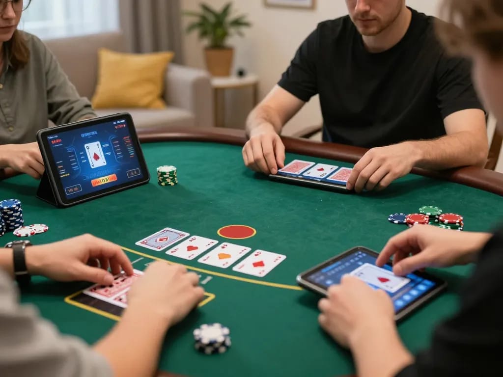 Pemain judi online Ulat123 secara strategis memasang taruhan selama sesi blackjack yang mendebarkan di rumah