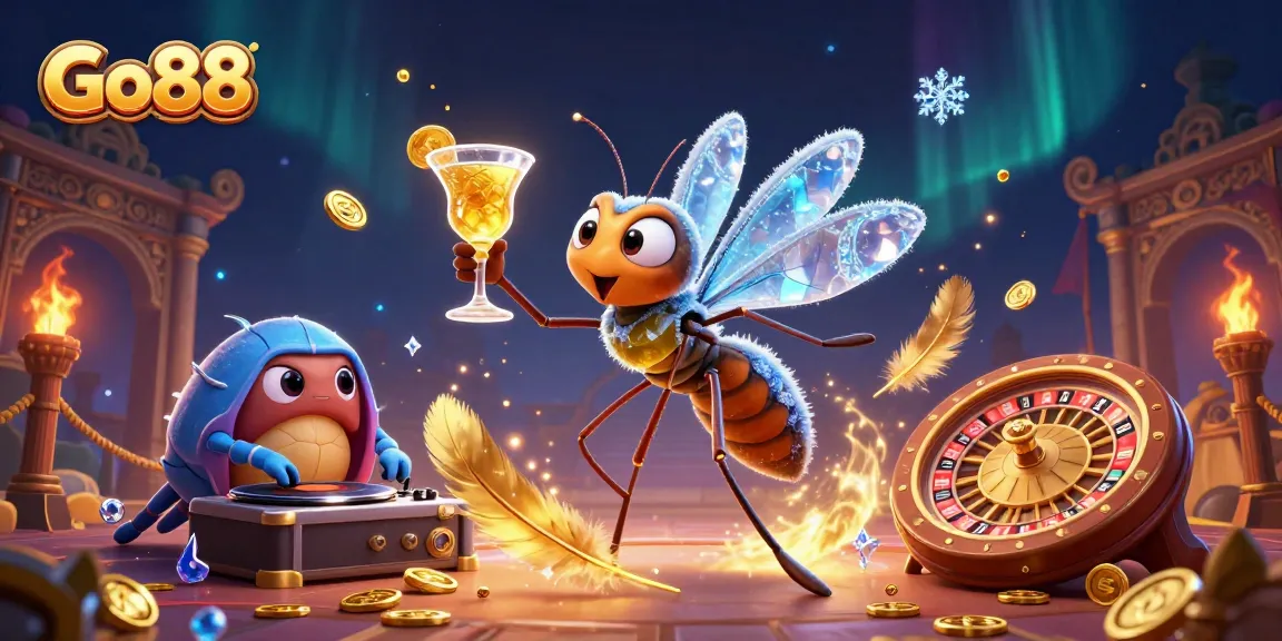Experience Go88's vibrant casino atmosphere with a whimsical 3D scene featuring unique characters.