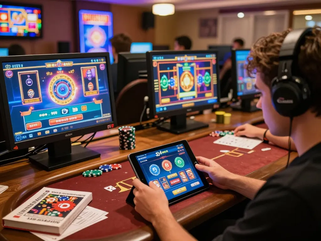 32win players enjoying thrilling online casino games with strategic gameplay notes on display