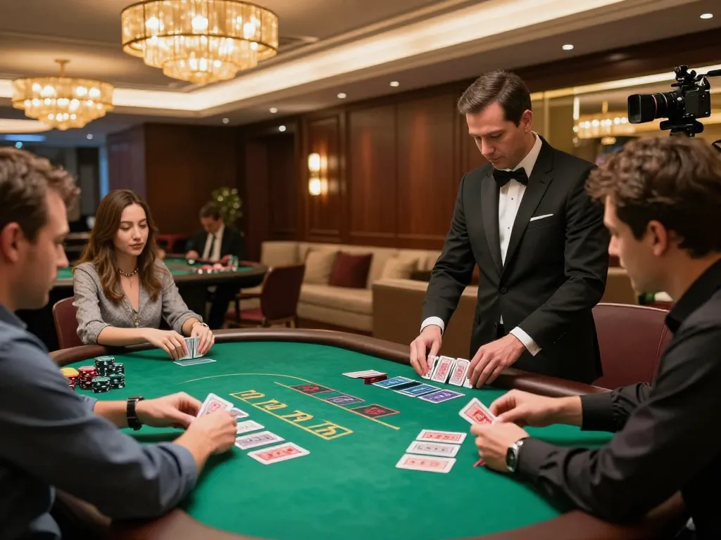 Players enjoy strategic blackjack games at iWin, showcasing luxury and engagement in gameplay.