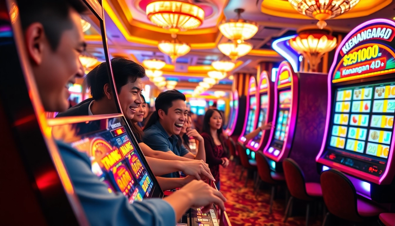 Aksi bermain Kenangan4D di mesin slot penuh warna di kasino yang ramai.