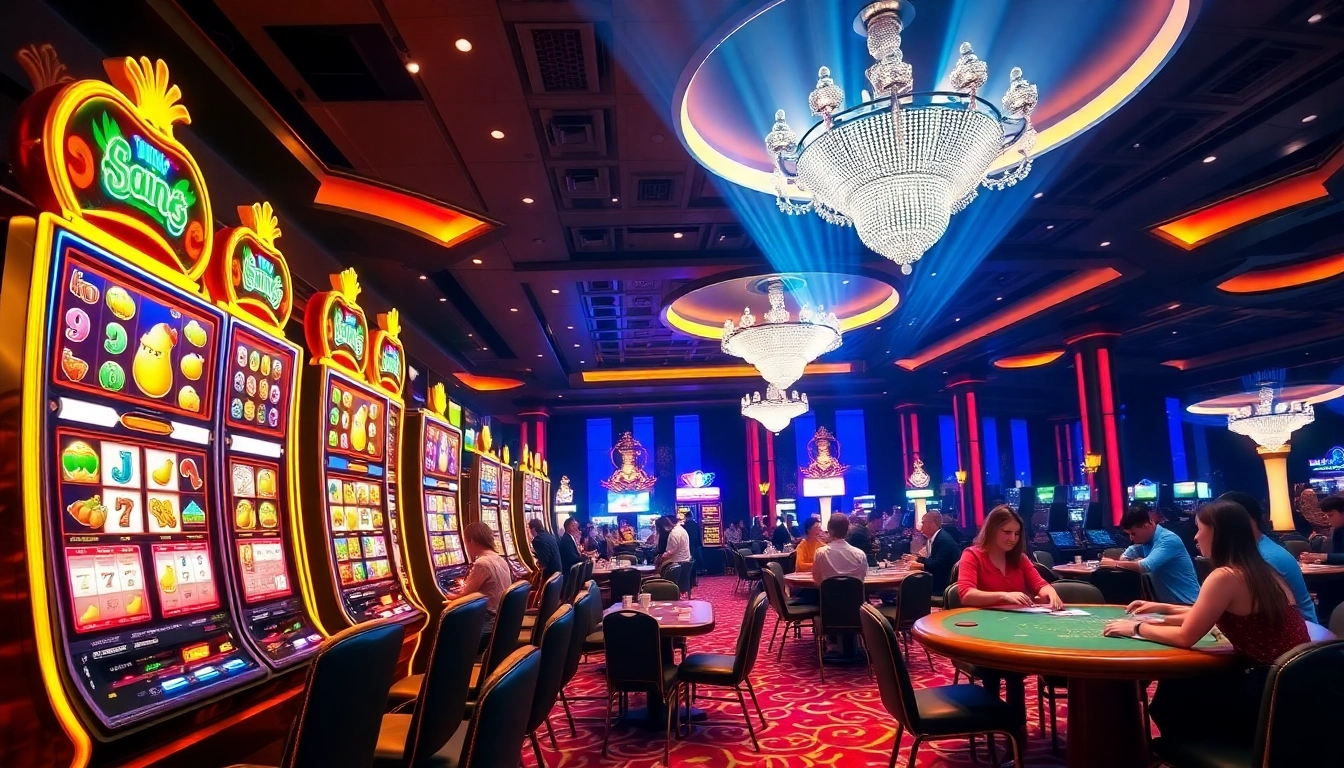 Players enjoying the vibrant atmosphere at bro138's luxurious casino slot area.