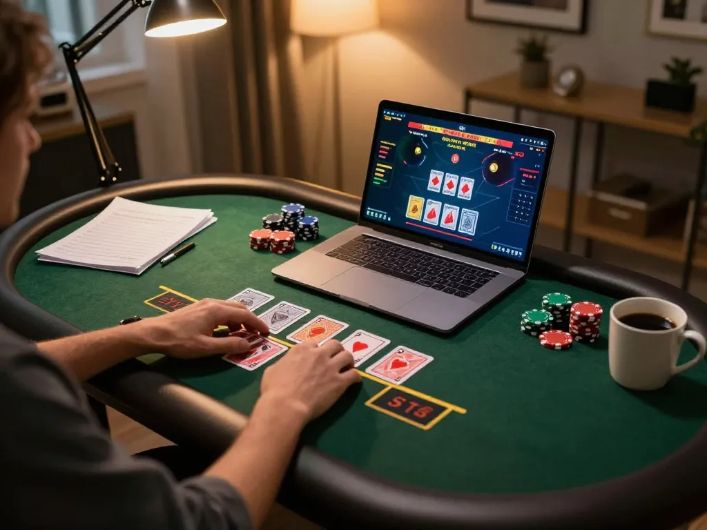 Terlibat dalam permainan langsung sambil mengulas data keluaran togel hongkong singapore di laptop di rumah