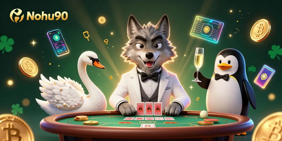 Experience thrilling gaming action at Nohu90 with luxurious characters and dynamic visuals in a vibrant casino scene.