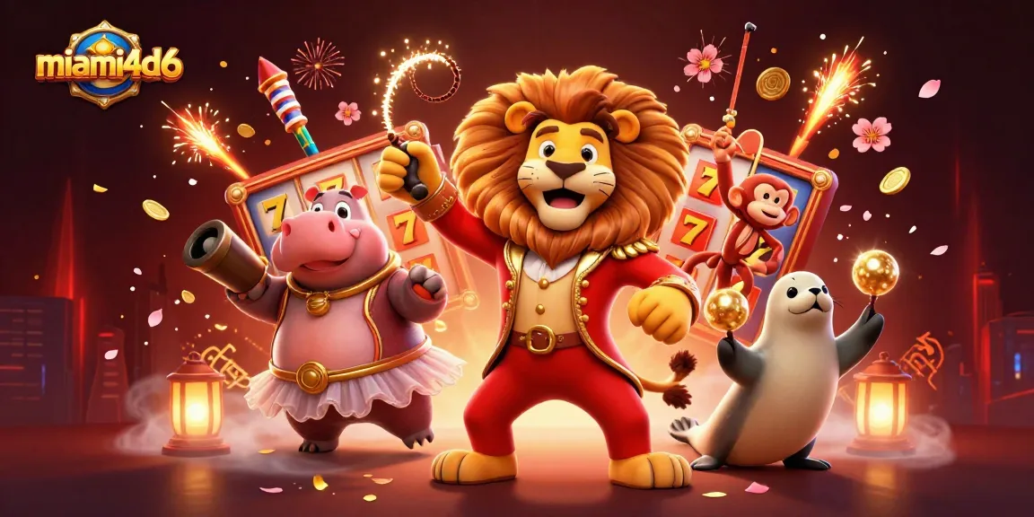 Experience the thrilling excitement of miami4d6 with vibrant characters in a dazzling casino atmosphere.
