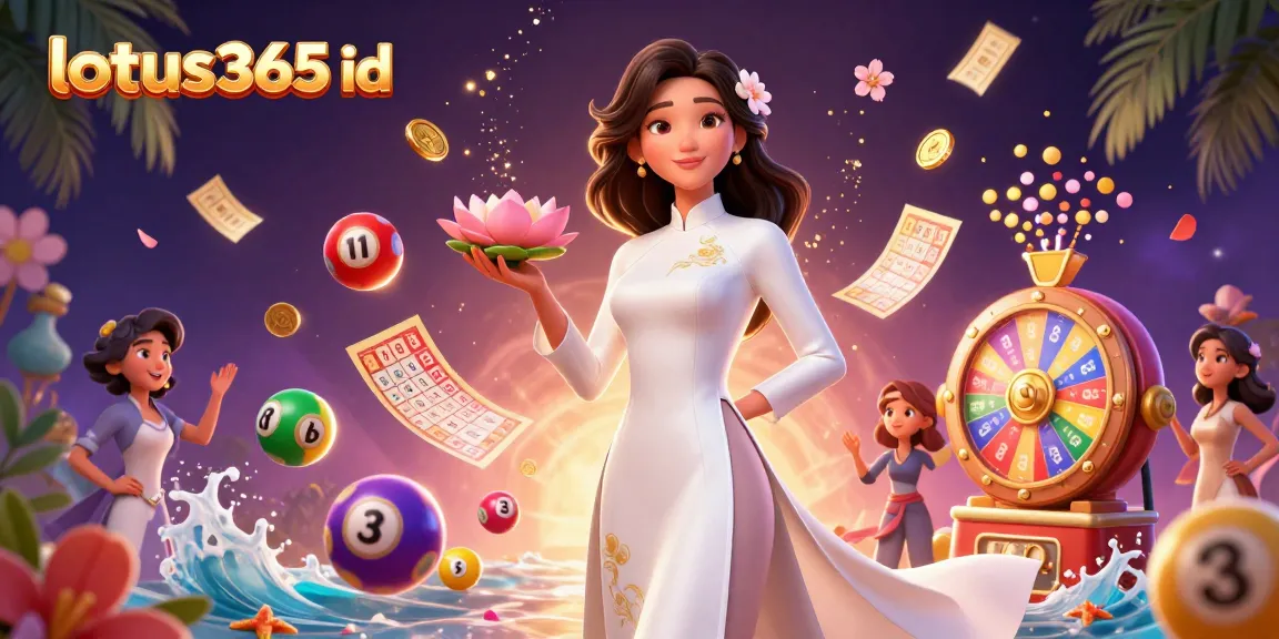 Win big with lotus365 id, featuring a graceful Asian woman among vibrant gambling elements.