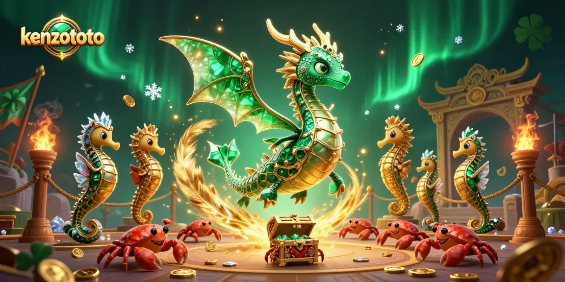 Engage in high-stakes fun at kenzototo with a majestic sea dragon, royal seahorses, and treasure chests.