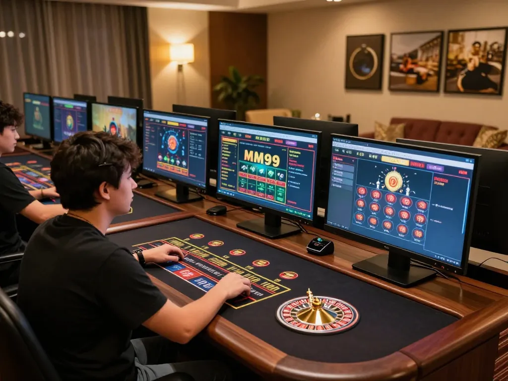 Engaged player experiencing live gameplay at Casino MM99 online casino setup.