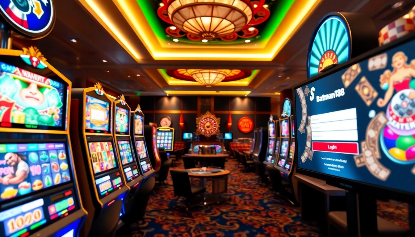 Engaging slot machine gaming scene highlighting batman138 login interface with vibrant casino elements.