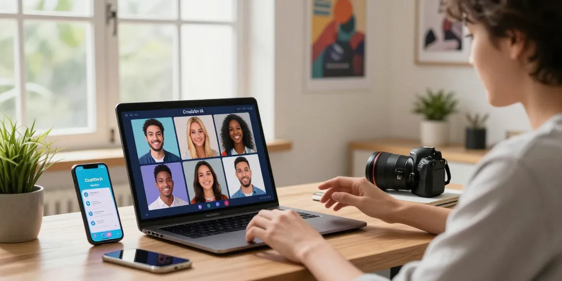 Engaging Crushon IA chatbot interaction at home office setting.