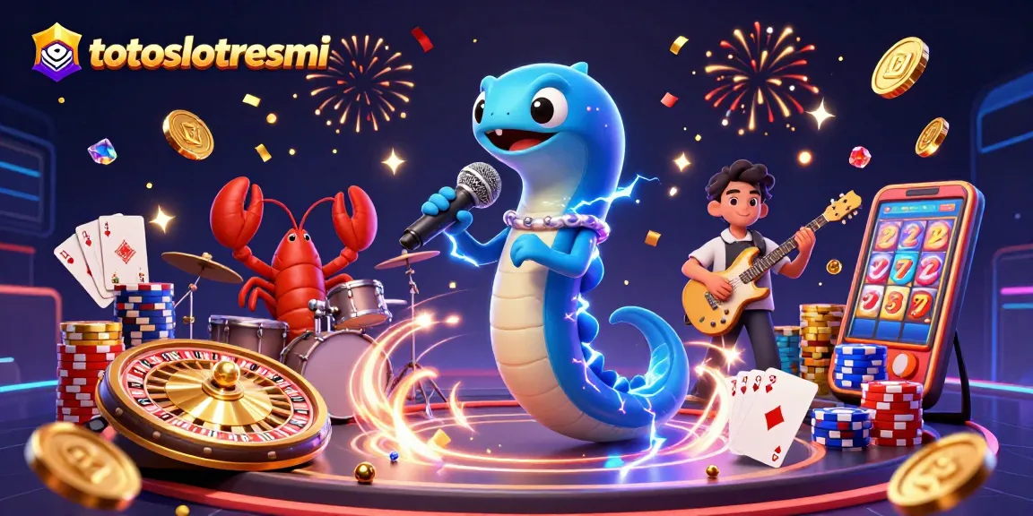 Experience thrilling games at totoslotresmi with vibrant 3D casino illustrations showcasing electric eel DJs and dynamic gaming elements.
