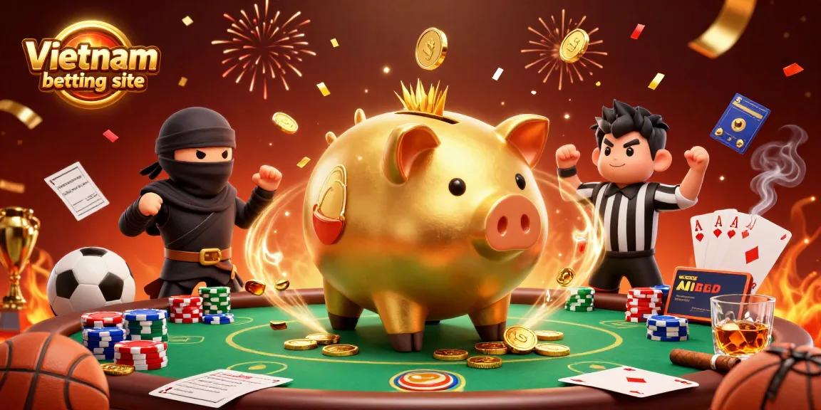 Experience the excitement of the Vietnam betting site with lively cartoon characters at a vibrant casino scene.