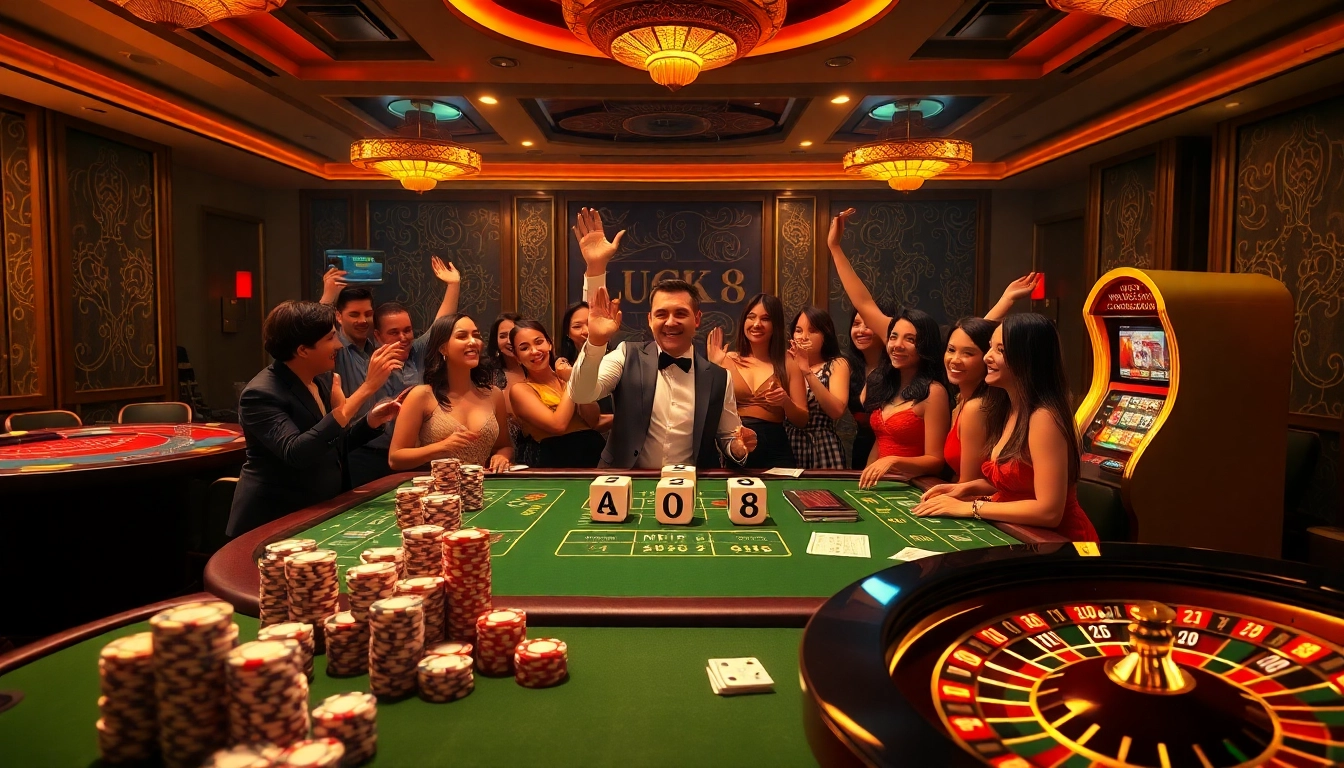 Experience thrill and excitement in a luxurious casino setting with luck 8 themed games.