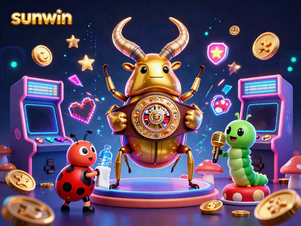 Experience dynamic gameplay with Sunwin's vibrant casino elements and characters in an engaging 3D scene.
