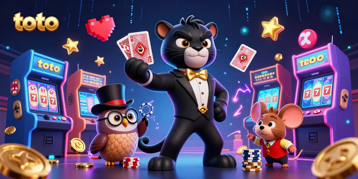Engage in thrilling gaming at toto's online casino with colorful characters and vibrant elements.