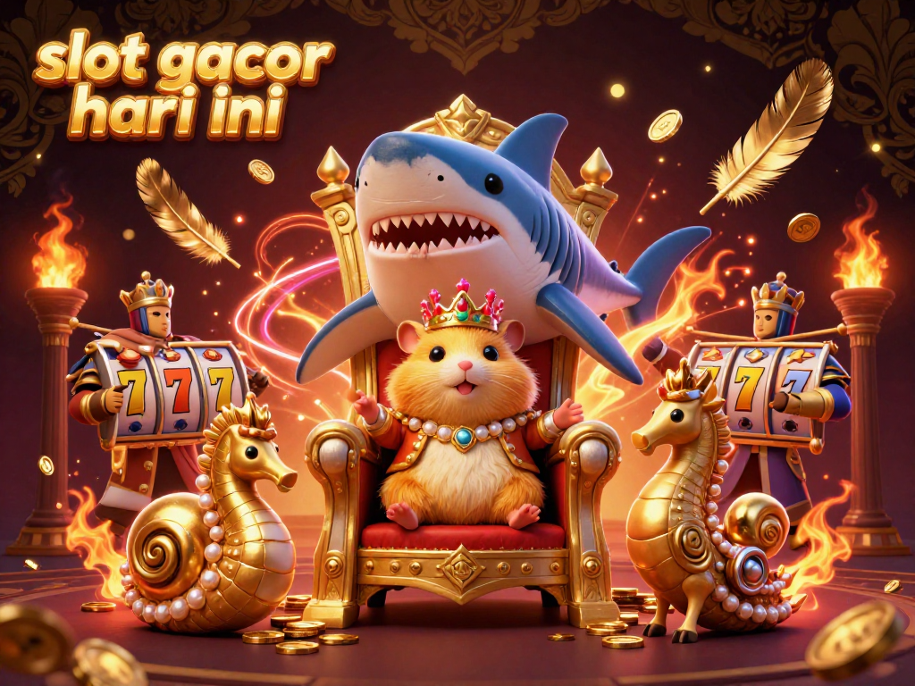 Experience thrilling wins with slot gacor hari ini, showcasing a vibrant casino scene featuring a hamster king and dynamic game elements.