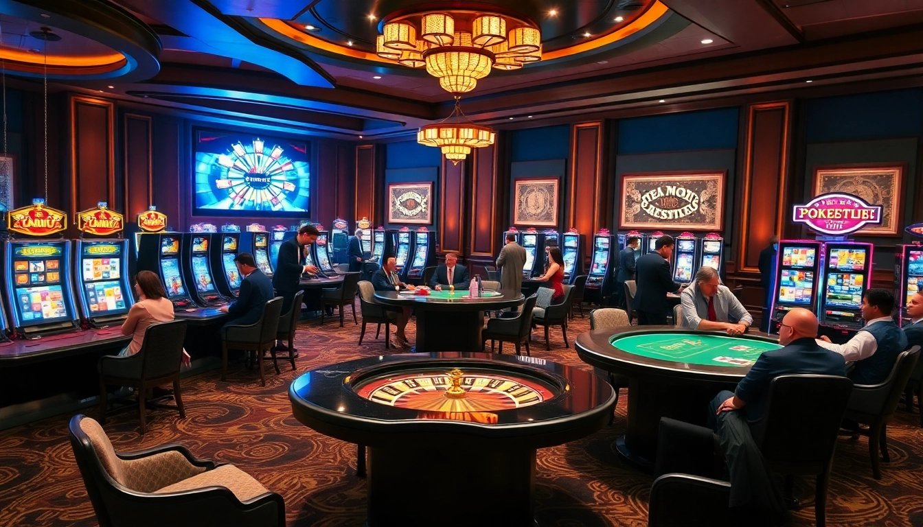 Exciting betting atmosphere at gg88 com with vibrant casino tables and players enjoying games.