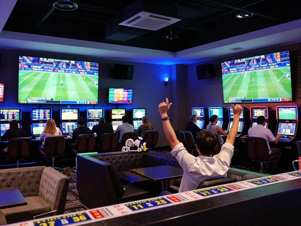 Betting excitement at King33 casino with patrons engaged in live sports events.