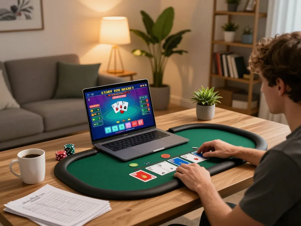 Player engages with a live dealer game on their laptop, showcasing lsa gaming strategy in action.