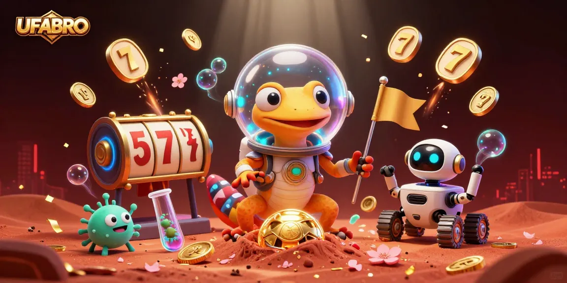 Join the excitement at UFABRO's alien casino with vibrant games and cheering creatures!
