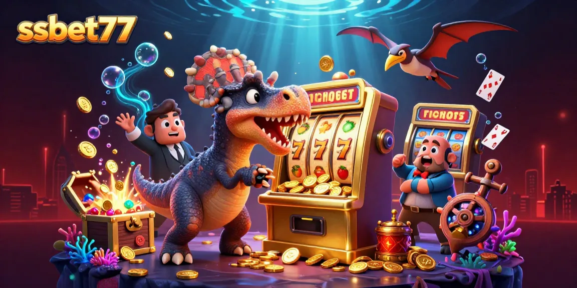Experience the excitement of ssbet77 as a pachycephalosaurus eagerly activates a golden slot machine.