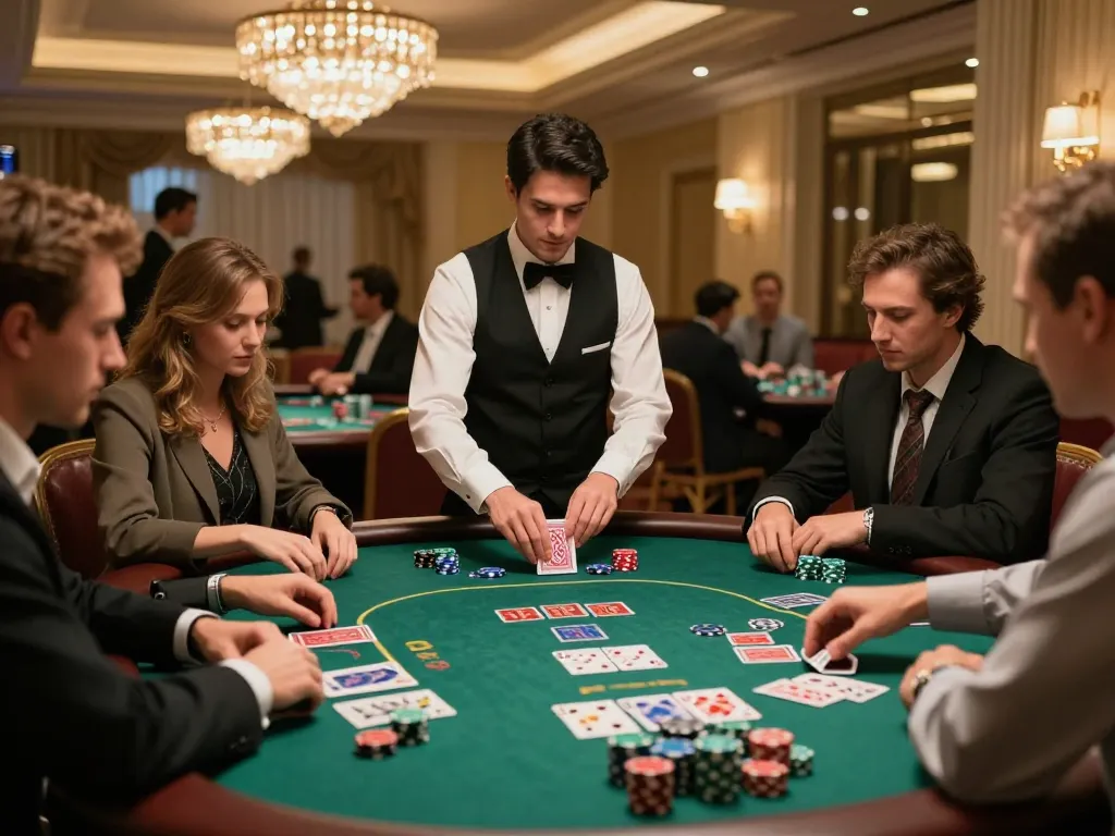 Engaging players at a z16 blackjack table showcasing strategy and excitement in a luxury casino.