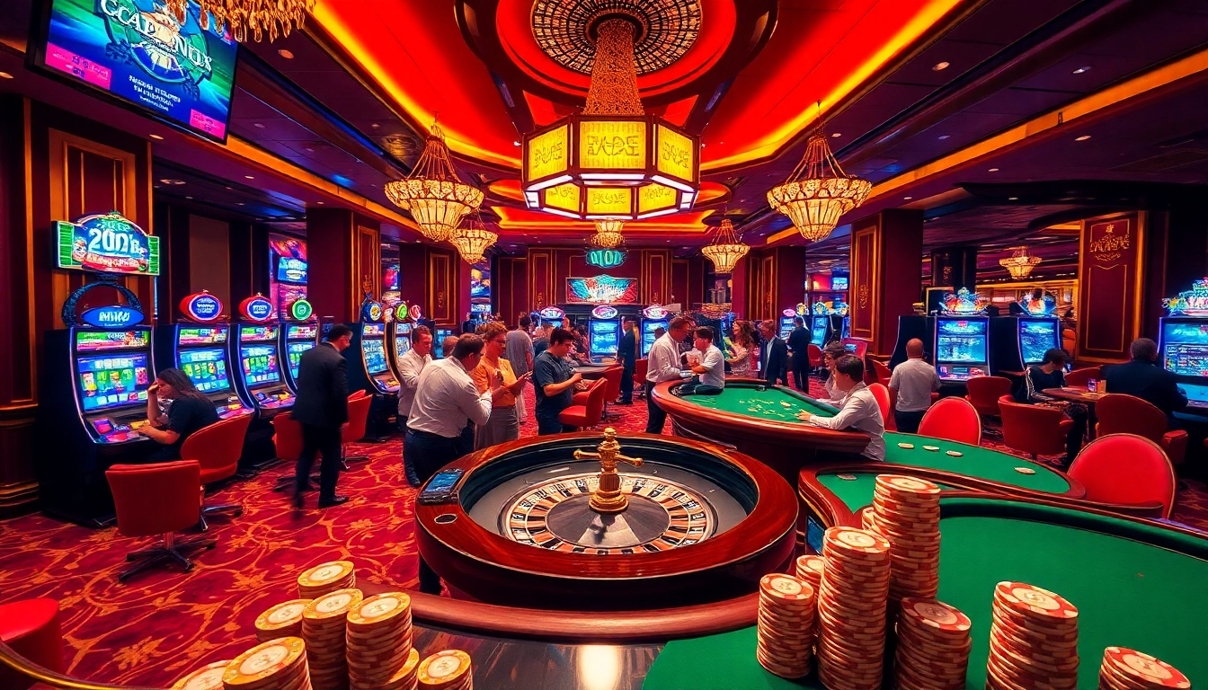 Players winning big at NV Casino with vibrant slot machines and roulette tables.