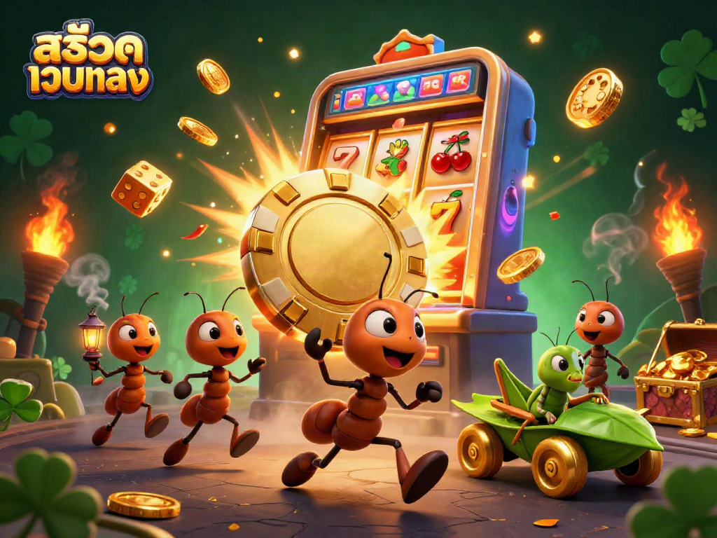 Engage in thrilling fun with สล็อตเว็บตรง as ants carry a giant poker chip heist!