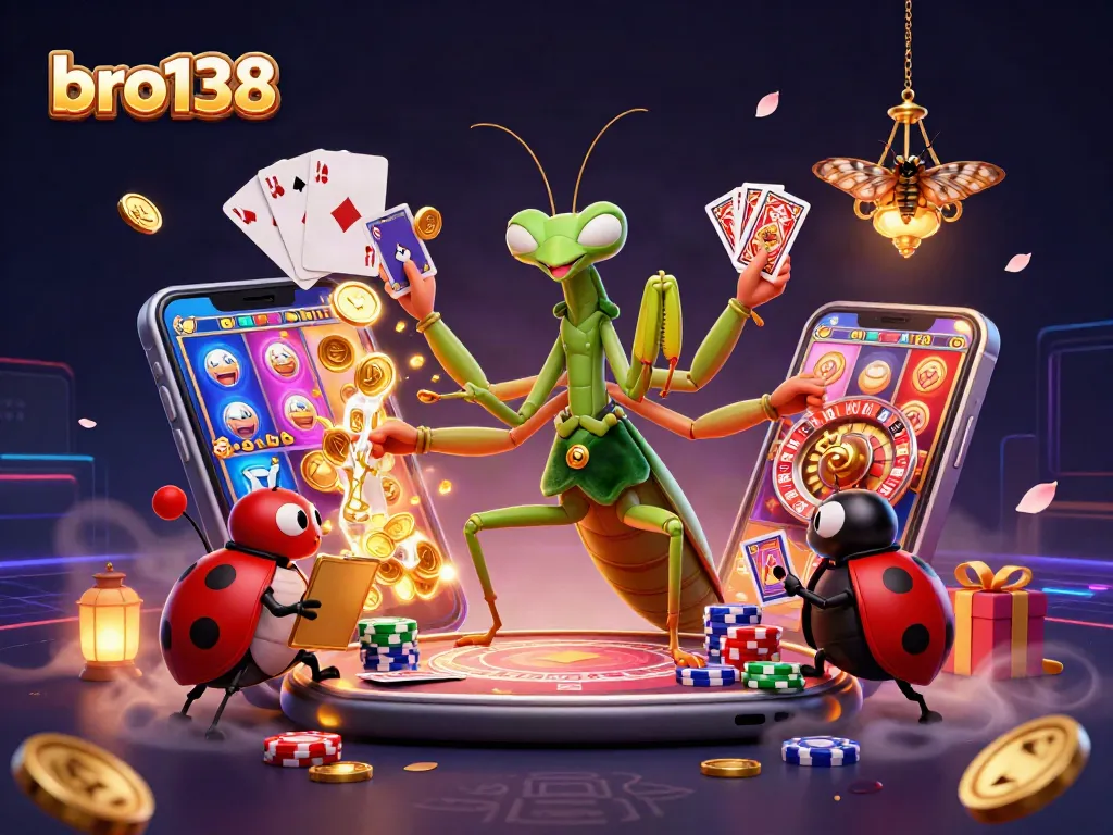 Engage with bro138's thrilling slots through an exciting casino scene brimming with action.