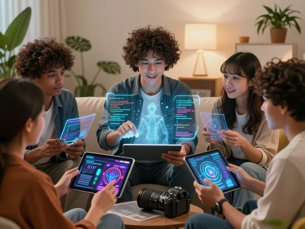Engaging interaction with NSFW AI in dynamic digital setting, showcasing diverse characters and advanced technology.