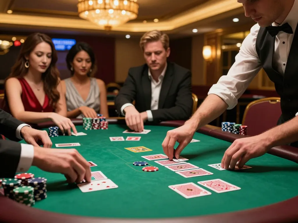 Players enjoying an exciting poker game at gi8 casino with vibrant atmosphere and strategic action.