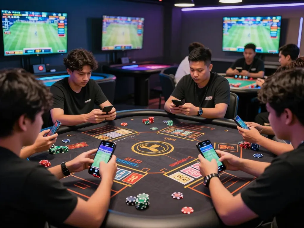 Pemain terlibat menikmati agen judi bola dalam suasana perjudian online yang dinamis.