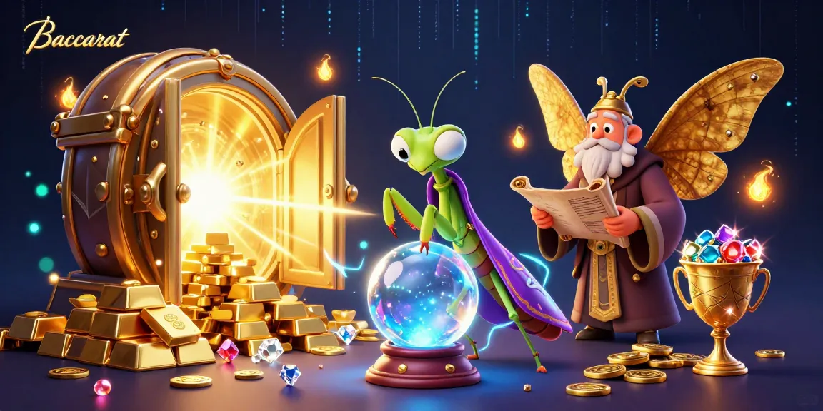 Baccarat fortune teller illustration reveals hidden treasures and game secrets in a mystical casino atmosphere.