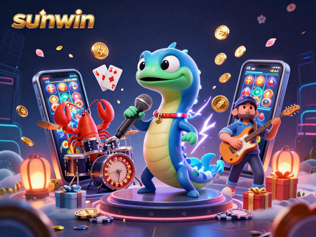 Experience the thrills of sunwin at an underwater casino with dynamic 3D characters and vibrant game elements.