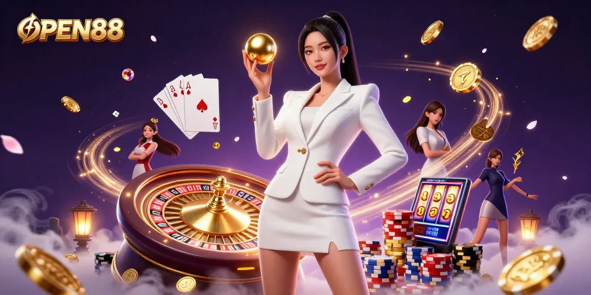 Experience winning with OPEN88 at a luxurious casino setting featuring stunning gambling elements.