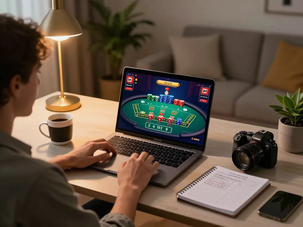 Exciting gaming moment at King33, showing a player engaged in live casino from a cozy home setting
