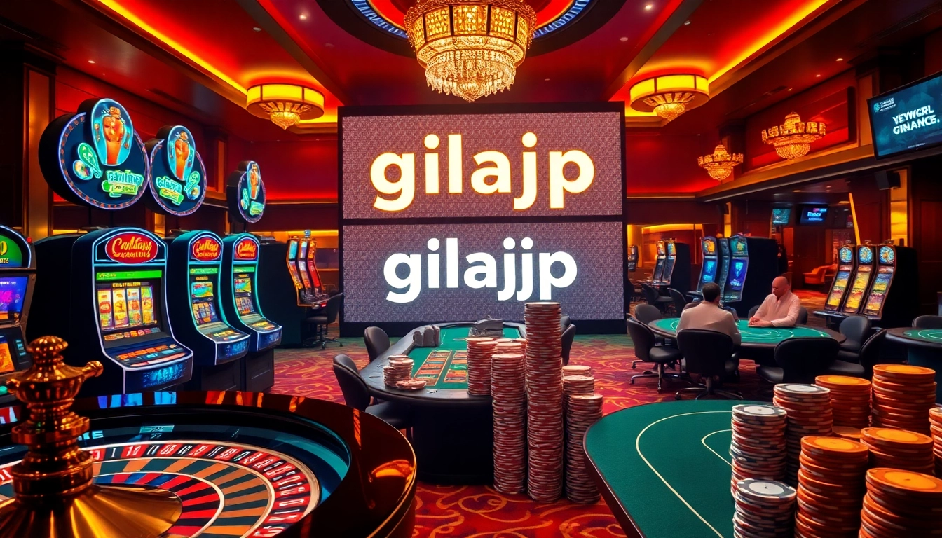 Engage in thrilling casino games at gilajp with vibrant slot machines and roulette tables.