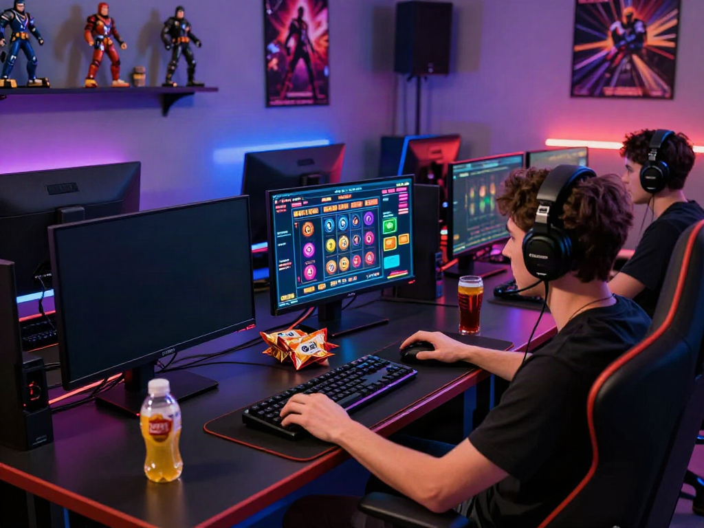 Immersive online gaming session showing akunjp gameplay setup with vibrant screens.