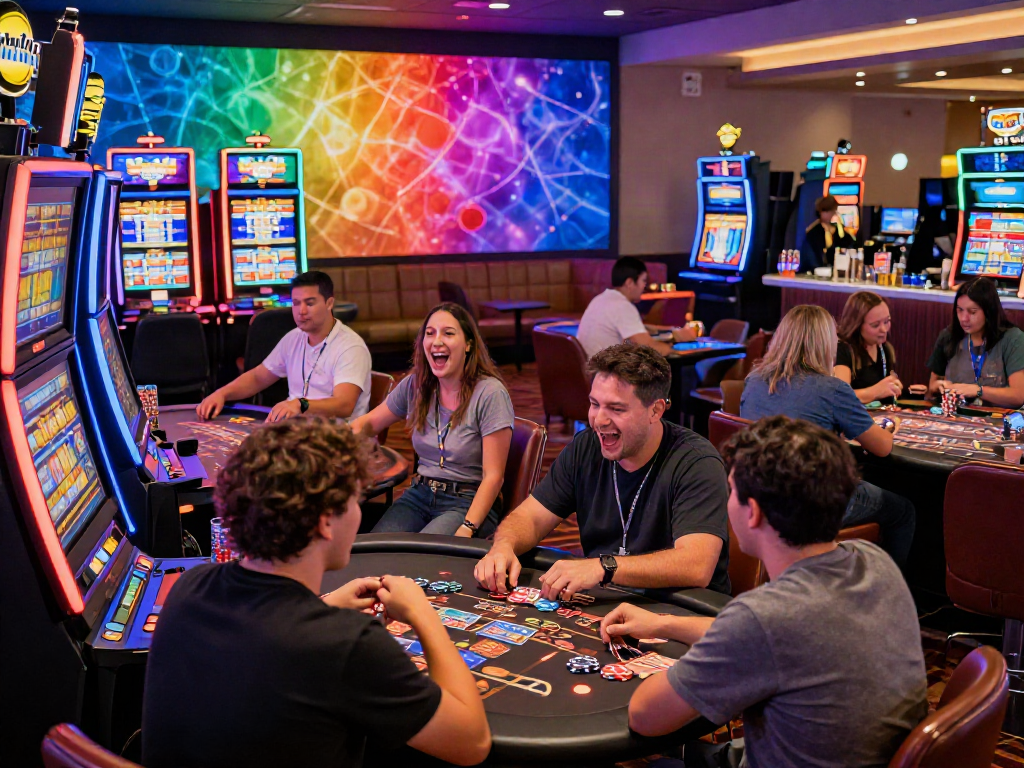 Engaging casino gaming scene showcasing a diverse crowd enjoying statymuzona with vibrant atmosphere.