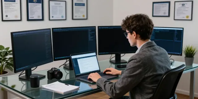 An expert analyzing the hidden wiki dark web data in a modern digital workspace.