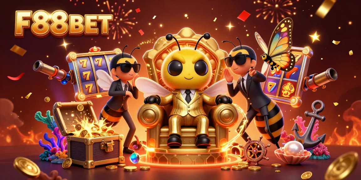 Experience the thrilling world of F88BET casino with a vibrant 3D illustration depicting game excitement.