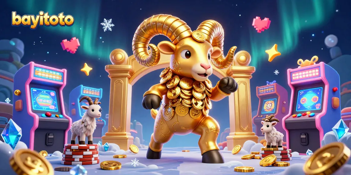 Experience bayitoto excitement with a golden ram charging through a vibrant casino scene.