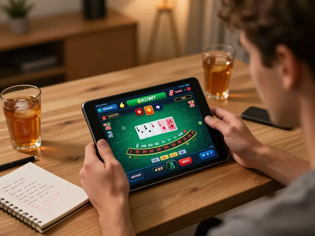 Player engaging with the online 8xbet casino app during an exciting blackjack game session.