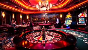 Experience thrilling gameplay at https://xx88.now/, featuring a vibrant casino scene with roulette and poker tables.